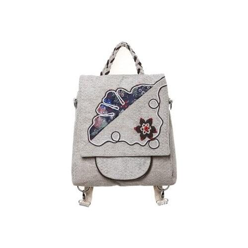 Fashion national string appliques women shopping backpacks!New prints lady Multi-use backrack All-match Original canvas backruck