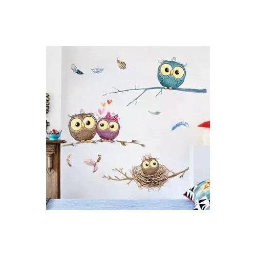 Cartoon Decor For Walls Poster Animals Owl Wall Sticker For Girl Kids Room Decal Home Decoration Accessories Nursery Wallpaper