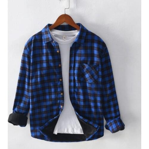 Men Casual Shirts Cotton Long Sleeve 2020 Hot Stitching Plaid Pocket Tops Breathable High Quality Patchwork Shirt