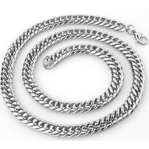 Tiasri Punk style mens necklace bracelet Cuba Miami Link chain High quality stainless steel choker Gift Hip-hop jewelry 9mm