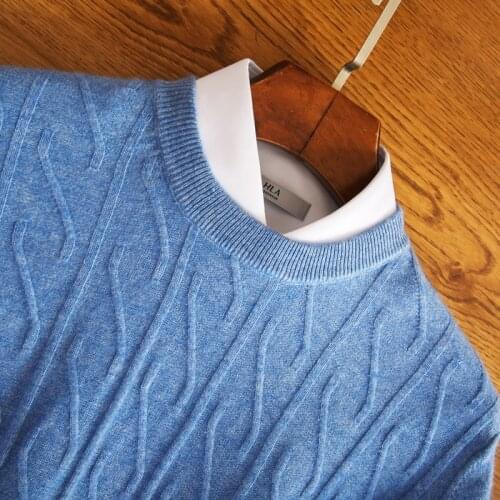 Man Sweater 100% Pure Merino Wool Knitted Jumpers 2020 New Arrival Solid Color Print Oneck Pullovers Long Sleeve