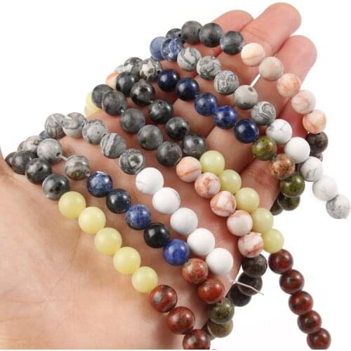 Natural Stones JadesHowlite Labradorite Round Loose Chakra Beads for Jewelry Making DIY Yoga Bracelet Accessories 15'' 6/8/10mm