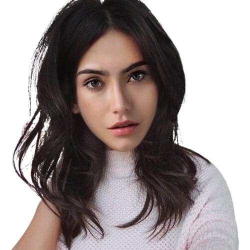 Natural Womens Resistant Short Wavy Full Hair Wigs Synthetic Hair + Cap