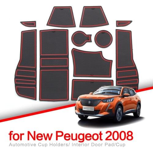 ZUNDUO Non-slip Gate Slot Cup Mat for Peugeot 2008 e-2008 GT line 2020 Interior Door Pad / Cup Non-slip Pad Styling Accessories