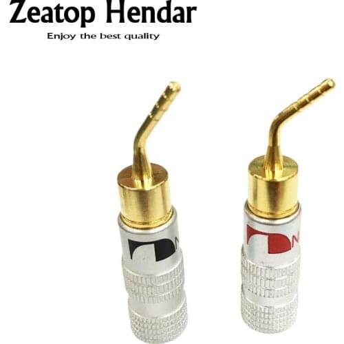 4Pcs High Quality New 24K Gold Nakamichi Speaker Pin Angel 2mm Banana Plugs Speaker wire Screw Lock Connector