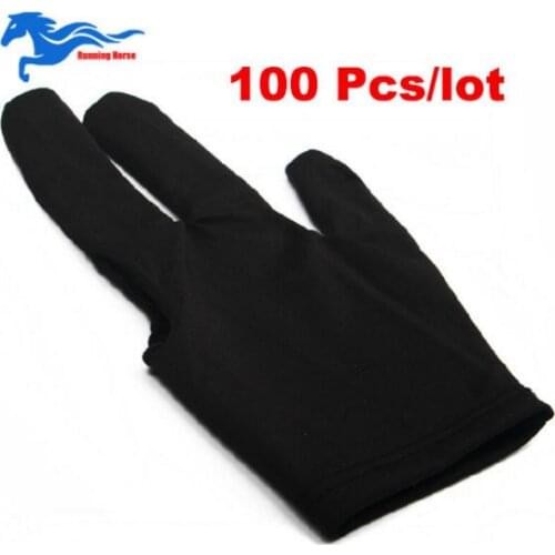 Wholesale 100 Pcs/lot Pool Cue Billiard Gloves 3 Fingers Snooker Accessory Elasticity Material Left Hand Wear For dropshippers
