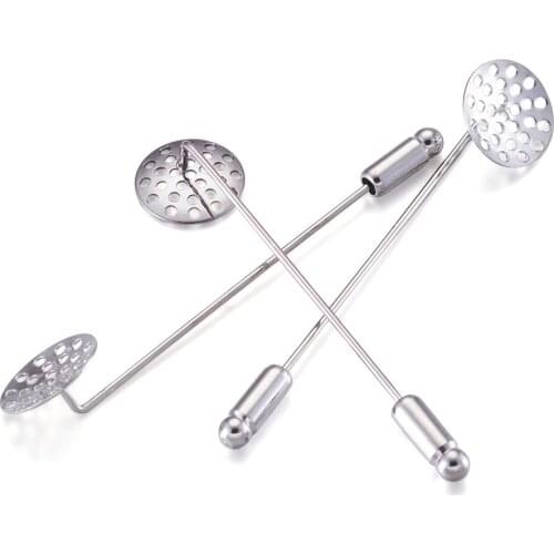 Platinum Brooch DIY Findings Pin Back, Sharp Tip Flat Pad with Stopper Brooch Pins, Nickel Free, Pin: about 13.5mm wide, 61mm