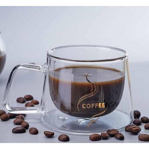 Double Insulated Coffee Glass Fashion High Borosilicate Mug Bottle Wine Glass For Water Coffee Juice Wine Beer Whiskey Milk