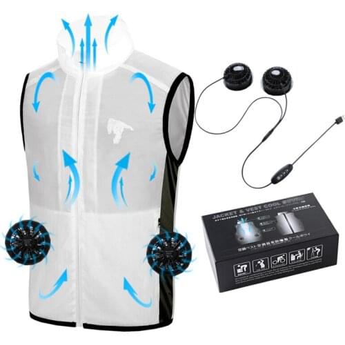 Fan Cooling Vest Reflective Air Conditioned Cooling Vest USB Charging Outdoor Sun Protection Coat For Summer Cooling