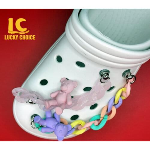 1 Pcs Colorful Shoes Chain Croc Charms Designer Star Transparent Shoes Decorations Colour Candy Accessories Kid BIrthday Gift