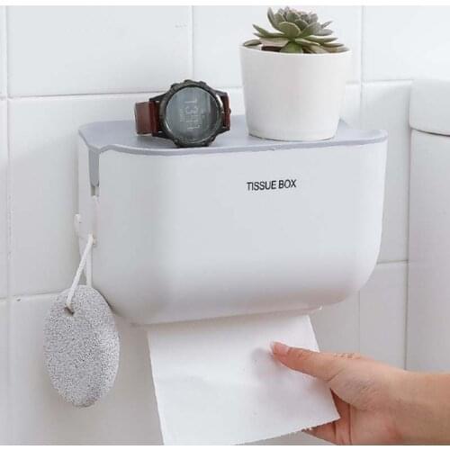 Waterproof Wall Mount Toilet Paper Holder Shelf Toilet Paper Tray Roll Paper Tube Storage Box Creative Tray Tissue Box Home