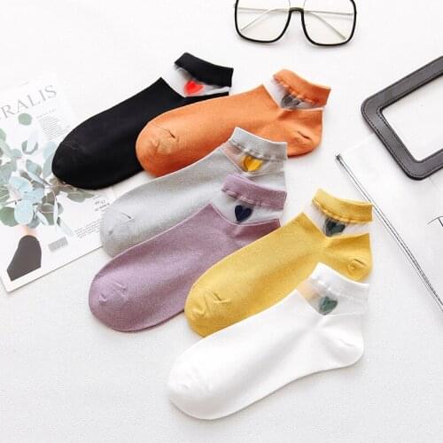 Transparent mesh socks kawaii korean style women cute ankle cotton calcetines de la mujer woman skarpetki damskie calcetas sock