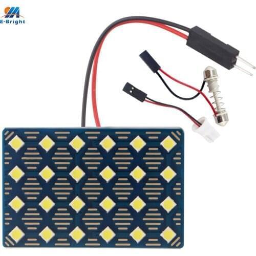 YM E-Bright 3030 24 SMD LED Panel Lamps License Plate Lights Car Dome Light 12V 24V AC DC Nonpolarity T10 + Festoon Sockets 2pcs