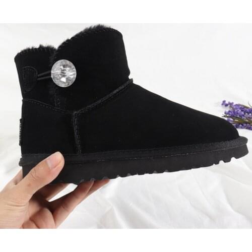 Genuine High Quality Australia Brand Winter Womens Snow Boots Cow Split Leather Ankle Shoes Woman Buckle Botas Mujer Big 43 44