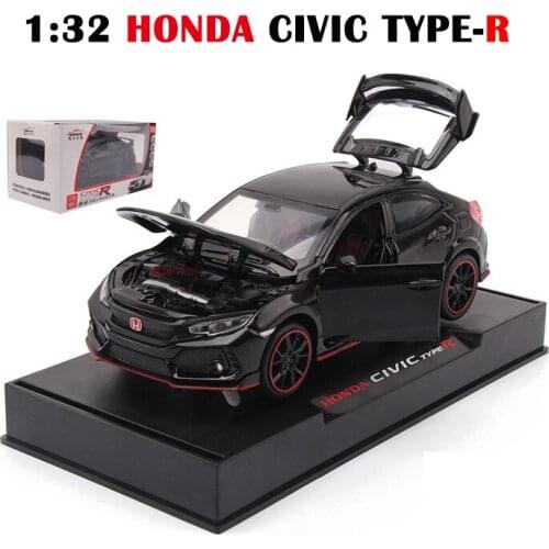 1:32 HONDA CIVIC TYPE-R Diecasts & Toy Vehicles Metal Car Model Sound Light Collection Car Toys For Children Christmas Gift