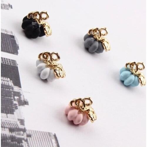 10pcs/lot 3D Colorful Metal Pumpkin Halloween Charms Fashion Jewelry Earring DIY Making Bracelet Charms