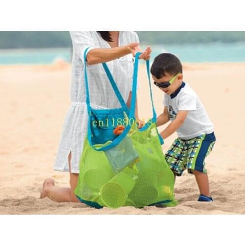 100Pcs/lot Free Shipping Large sand away beach mesh bag Children Beach Toys Clothes Towel Bags toy collection bag