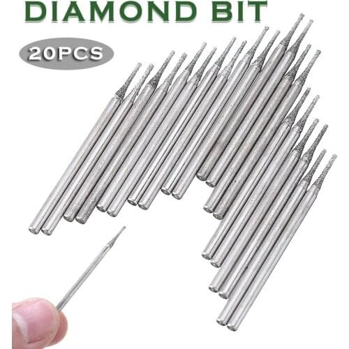 20PCS Diamond Coated Hole Saw Drills Metal Core Drill Hole Cutter Solid Bits Needle Gems Glass Tile 1mm Hand Power Tool