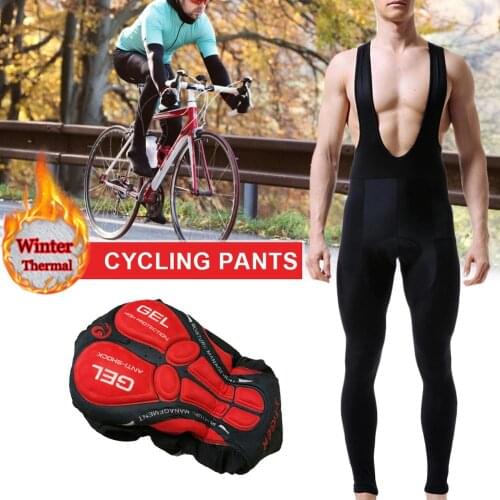 5D Gel Pad Cycling Bib Trousers Winter Thermal Mountain Bike Pants Bicycle Long Tights Cycling Bib Pants