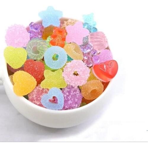 8-15mm SUGAR HEARTS CANDY 50 piece set Soft jelly Kawaii Decoden Nail Charms Nail Art Kawaii Jelly Charms 50 pcs 3D nail art