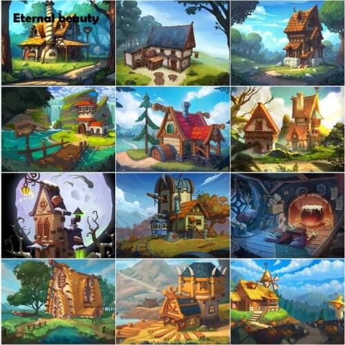 Diamond Painting Cross Stitch Kits Mountains and Rivers Castle Scenery Full Diamond Embroidery Round Square Drill Sale Mosaic