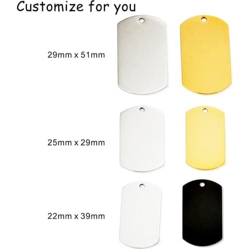 MYLONININGCHARM Free engraving 10pcs Customize your design Military Tag Engravable Dog tag Necklace Pendant KeyChain Tags