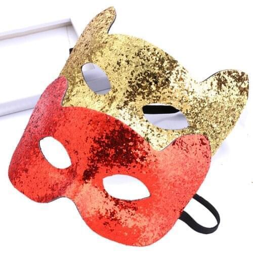 Half Face Shiny Cat Mask Anime Cosplay Anonymous Mask Halloween Masquerade Masks Women Nightclub Carnival Accessories