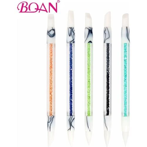 BQAN 5pcs/set Dual-ended Silicone Head Sculpture Pen 3D Carving DIY Glitter Powder Liquid Manicure Dotting Brush Nail Tips Tool