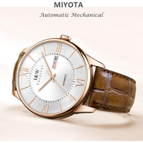 Switzerland Carnival men watch automatic famous brand MIYOTA mechanical watches men genuine leather relogio masculino sapphire