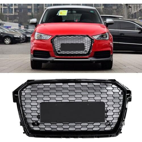 For Audi A1 2016 2017 2018 RS1 Honeycomb Grill Grille Black Frame Black Rings