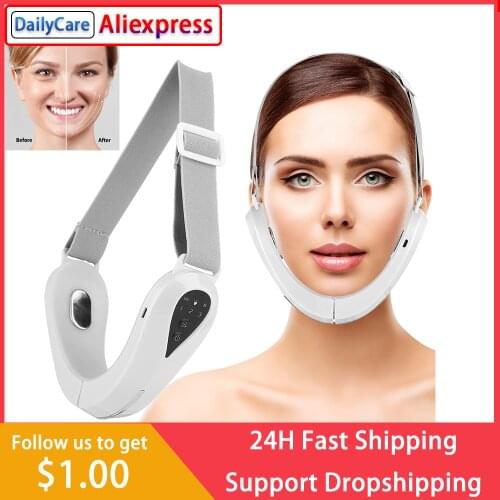EMS Facial Lifting Device LED Photon Therapy Face Slimming Vibration Massager Double Chin V Line Lift Belt Cellulite Jaw Device