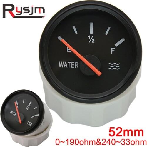 52mm Water Level Gauge Waterproof Car Boat Water Tank Level Gauge 0~190 ohm 240~33ohm Indicator with Red Backlight fit for 9~32V