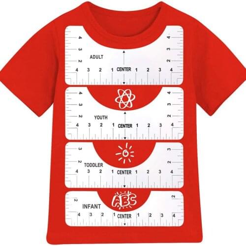Sewing Tools 4Pcs/Set T-Shirt Alignment Ruler for Guiding T-Shirt Design Fashion Rulers with Size Chart for Adult Youth Toddler