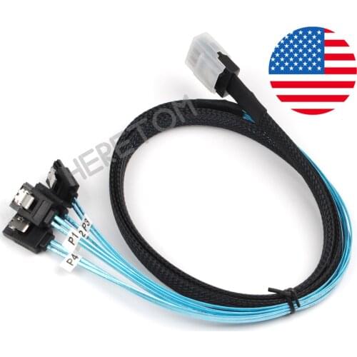 Digital Mini SAS SFF-8087 36 PIN to 4 SATA 7 PIN HD Splitter Breakout Cable 36P TO 7 PIN SATA Cable 50CM/100CM