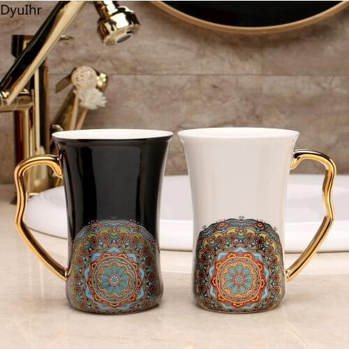 Bathroom accessories new Chinese style creative pure gold hand-painted ceramic mouthwash and brushing cup large capacity DyuIhr