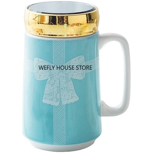 Ceramic Tea Mugs With Lid Breakfast Milk Cup For Lovers Office Tea Cup Drinkware Kitchen Drinking Utensils Wedding Gifts 450ML