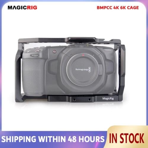 MAGICRIG BMPCC 4K/6K Cage Video Camera Cage for Blackmagic Pocket Cinema Camera BMPCC 4K to Mount Microphone Monitor Flash Light
