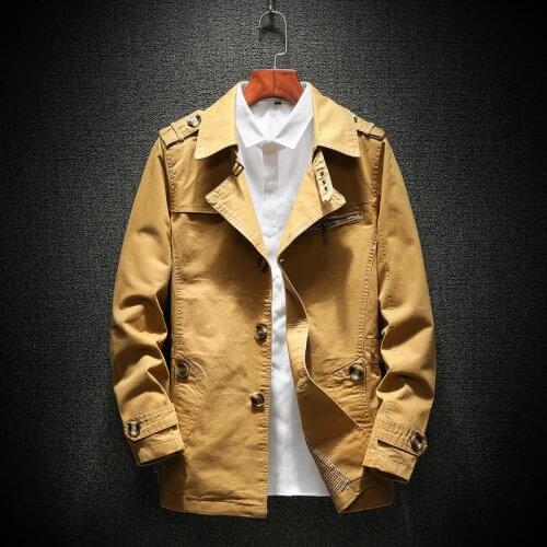 Spring Autumn Solid Cotton Jacket Men Fashion Trench Man Casual Tops Outwear Overcoat Jackets Coats Male Veste pour homme