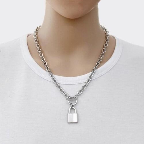 Fashion titanium steel size lock collar female tide hip-hop cold wind men and women OT buckle necklace hot sale