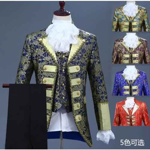 Fashion men suits stage Retro European drama performance costumes for singers jacket men blazer dance star style palace dress