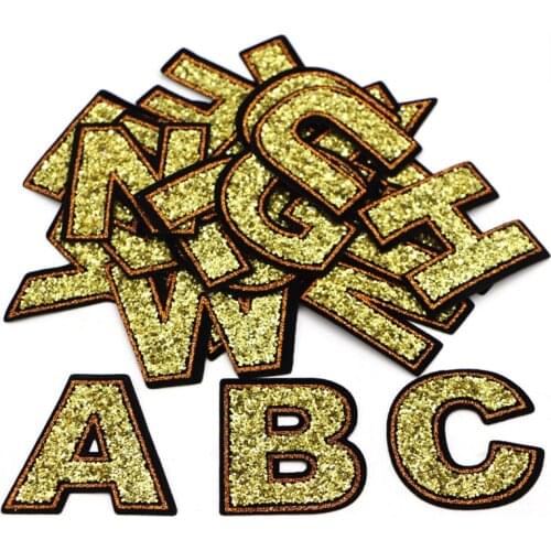 New!26 English Sequined A-Z Alphabet Letter Applique Iron On Patch For Cloth Name Diy Badge Sticker For Dress Jeans Pant Shoes