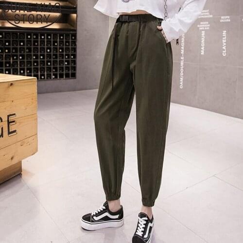 Spring New Fashion Loose Female Harlan Pants Women Casual Pants High Waist Toe-tied Pants Street Wear Pockets Solid Slim 8518 50