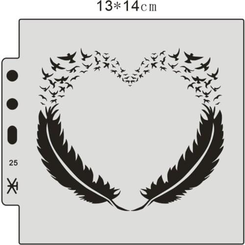 Feather suit shield DIY cake scrapbook stencils hollow Embellishments printing lace ruler Valentines Day
