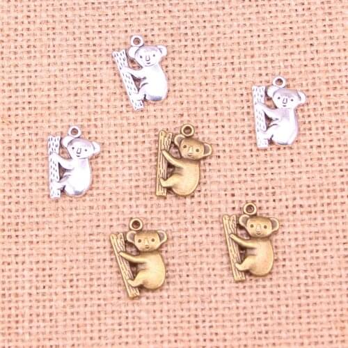 15pcs Tibetan Silver Plated koala bear Charms Pendants for Jewelry Making DIY Handmade Craft 20*14mm
