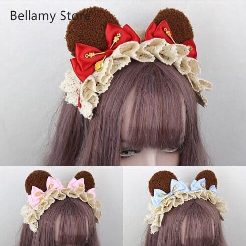 Lolita hair band cute bear ear KC head band soft sister Meng girl heart bow headdress hair ornament
