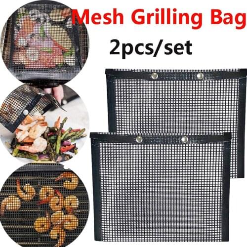 Mesh Grilling Bag Non-Stick Heat Resistant Mats Durable Barbecue Baking BBQ Bake Bagfor Outdoor Picnic Oven Cooking Grill Mat