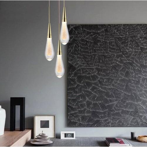 Modern Luxury Water Drop Crystal Led Pendant Lights Living Room Lamp Hotel Villa Bedroom Restaurant Indoor Decoration Fixture