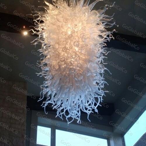 Modern Home Decor Chandeliers Suspension Led Hanging White Indoor Lighting Hand Blown Glass Pendant Lamp for Hotel 54 Inches