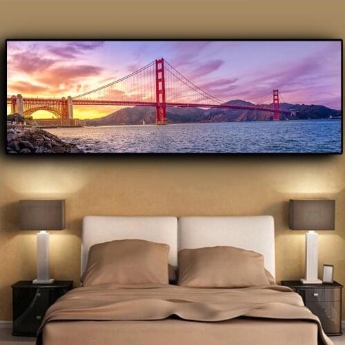 Sunsets Natural Golden Gate Bridge 5d full drill diy diamond painting square mosaic landscape diamond embroidery home decor