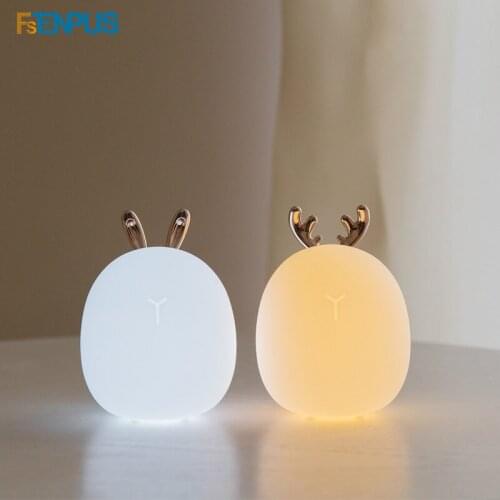 Dimmable LED Night Light Silicone Lovely Cartoon Lamp USB Rechargeable for Children Kids Light Baby Gift Bedroom Creative Lamp